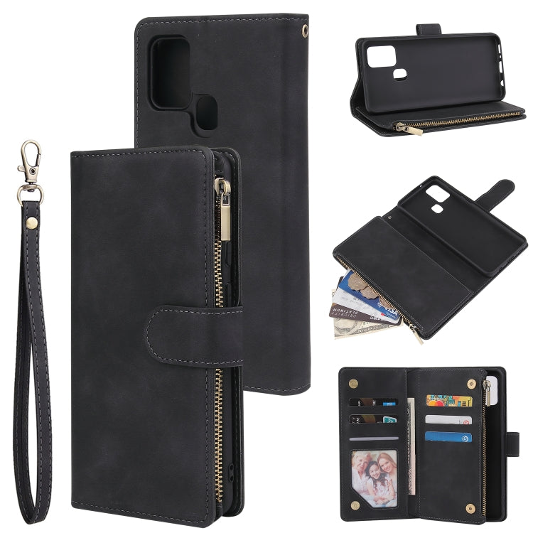 Multifunctional Retro Frosted Horizontal Flip Leather Case with Card Slot & Holder & Zipper Wallet & Photo Frame & Lanyard, For Samsung Galaxy A21s, For Samsung Galaxy Note20 Ultra, For Samsung Galaxy Note20 For Samsung Galaxy A21s Black