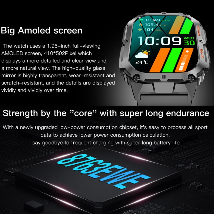 K61 Smart Watch – 1.96" Screen, Blood Pressure Monitoring, Heart Rate Monitoring