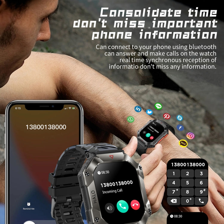 KR80 Smart Watch – 2.0" Screen, IP67 Waterproof, Blood Pressure Monitoring