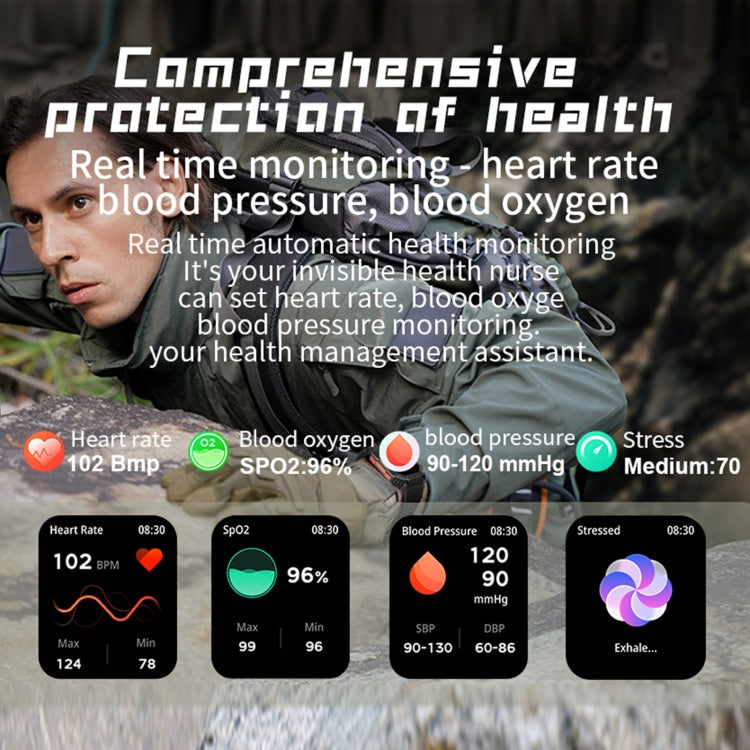 KR80 Smart Watch – 2.0" Screen, IP67 Waterproof, Blood Pressure Monitoring