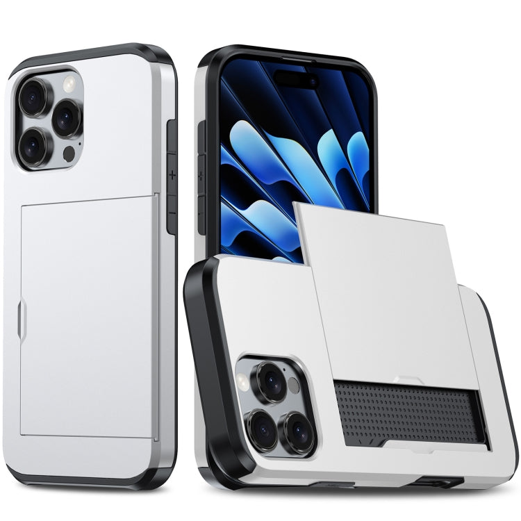 Shockproof Armor Phone Case with Card Slot – Shockproof, Card Slot, TPU, For iPhone 16 For iPhone 16 Pro Silver