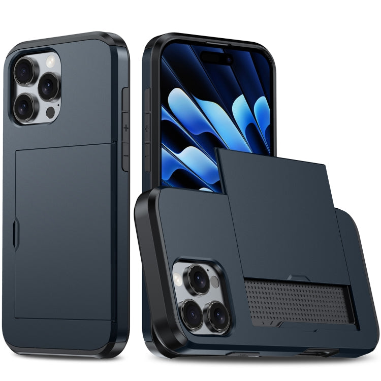 Shockproof Armor Phone Case with Card Slot – Shockproof, Card Slot, TPU, For iPhone 16 For iPhone 16 Pro Max Blue