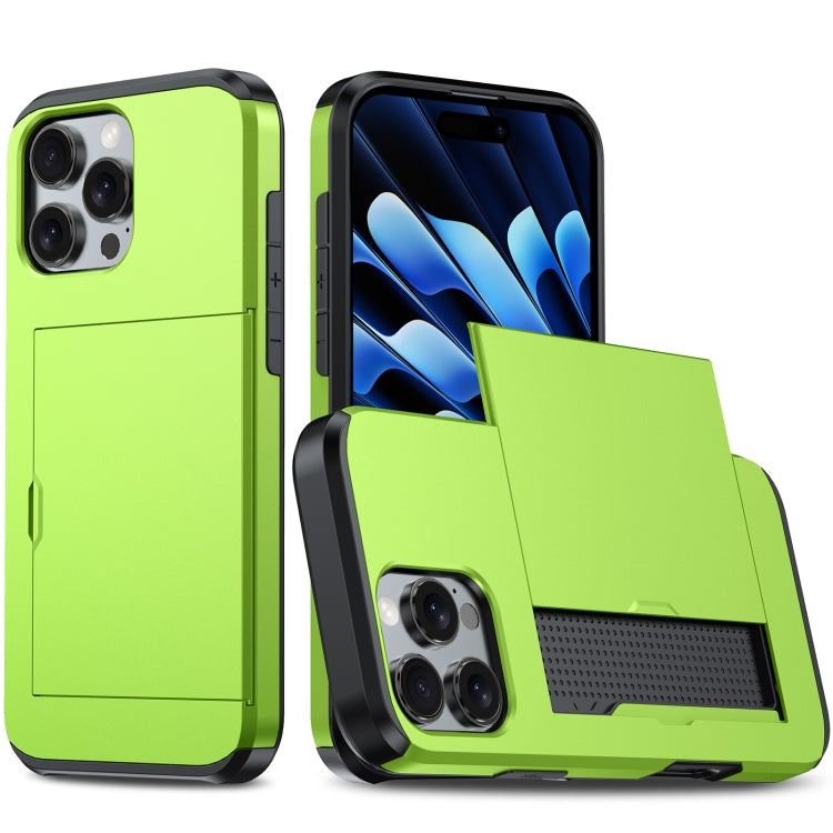 Shockproof Armor Phone Case with Card Slot – Shockproof, Card Slot, TPU, For iPhone 16 For iPhone 16 Pro Max Green