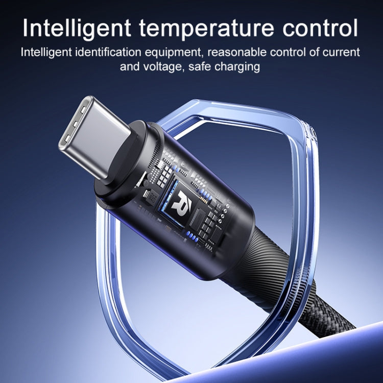 RC-C100 1.2m 30W Type-C to Type-C Fast Charging Braided Data Cable, Type-C to Type-C – Fast Charging, Aluminum Alloy, Data Transmission