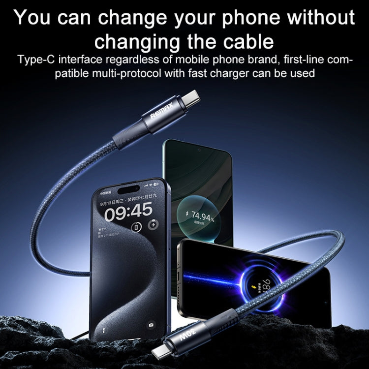 RC-C100 1.2m 30W Type-C to Type-C Fast Charging Braided Data Cable, Type-C to Type-C – Fast Charging, Aluminum Alloy, Data Transmission