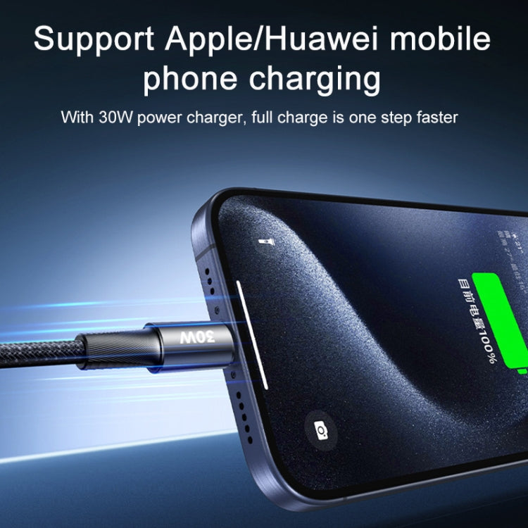 RC-C100 1.2m 30W Type-C to Type-C Fast Charging Braided Data Cable, Type-C to Type-C – Fast Charging, Aluminum Alloy, Data Transmission