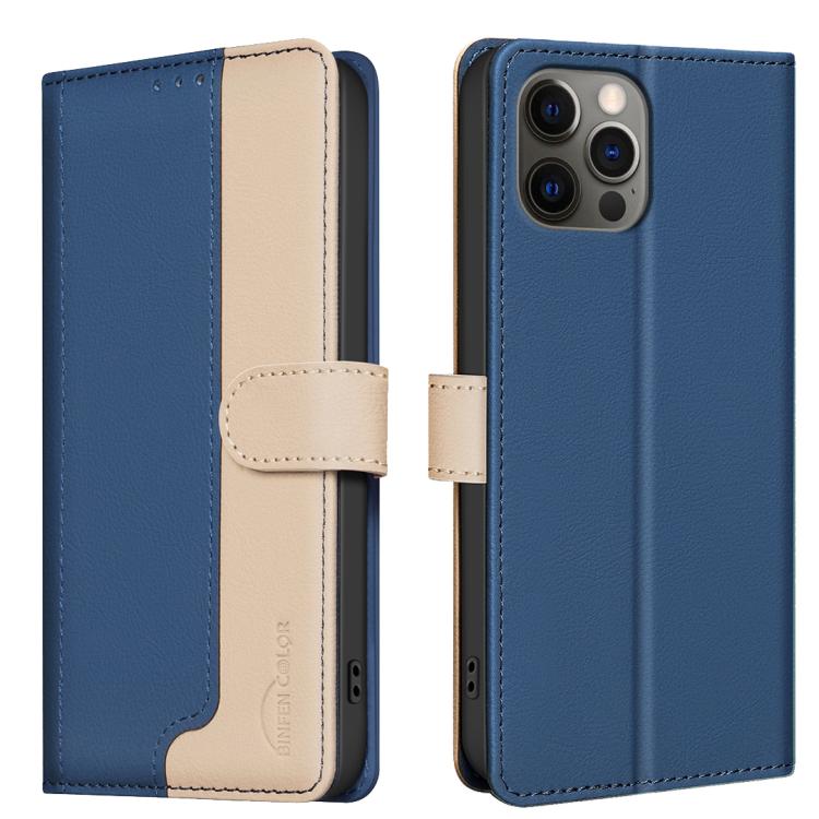 Color Matching RFID Anti-theft Leather Phone Case – Card Slot, Kickstand, Leather, For iPhone SE 2022 / SE 2020 / 8 / 7, For iPhone 13 Pro Max, For iPhone 13 Pro, For iPhone 12 Pro / 12 For iPhone 13 Pro Max Blue