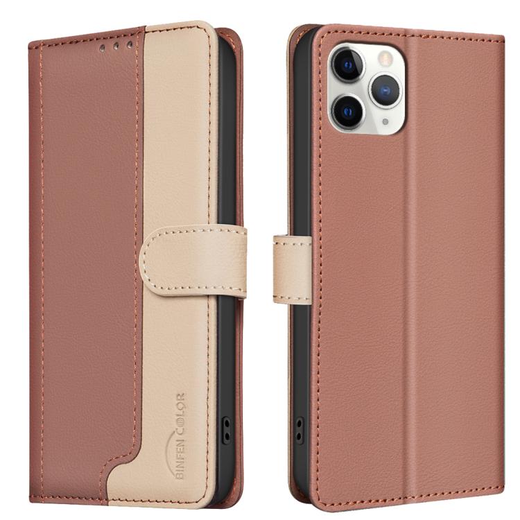 Color Matching RFID Anti-theft Leather Phone Case – Card Slot, Kickstand, Leather, For iPhone SE 2022 / SE 2020 / 8 / 7, For iPhone 13 Pro Max, For iPhone 13 Pro, For iPhone 12 Pro / 12 For iPhone 12 Pro 12 Brown