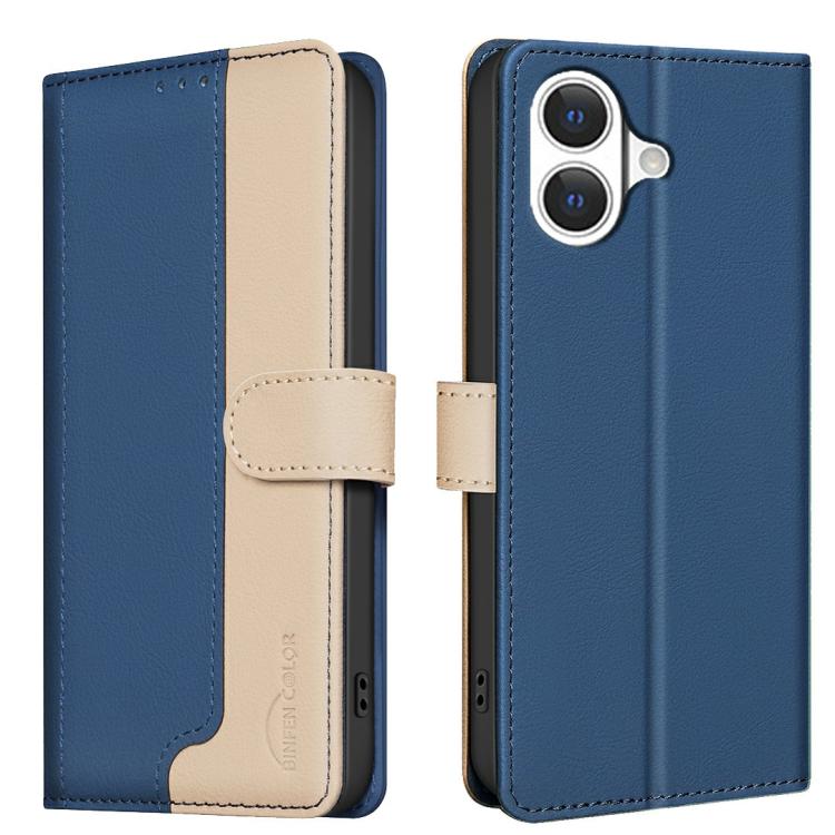 Color Matching RFID Anti-theft Leather Phone Case – Card Slot, Kickstand, Leather, For iPhone 18 Pro/17 Pro, For iPhone 18 Pro Max/17 Pro Max, For iPhone 17e / 16e, For iPhone 17 For iPhone 17 Blue