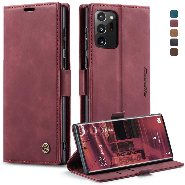 CaseMe Multifunctional Horizontal Flip Leather Case, with Card Slot & Holder & Wallet – Card Slot, Flip, Leather, For Samsung Galaxy Note20, For Samsung Galaxy Note20 Ultra For Samsung Galaxy Note20 Ultra Wine Red