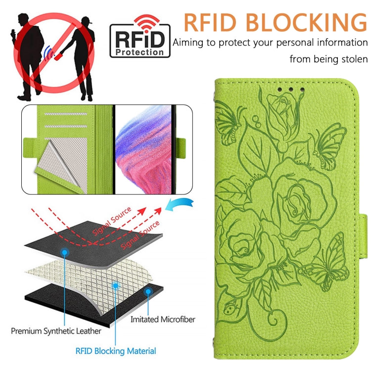 Embossed Rose RFID Anti-theft Leather Phone Case, For iPhone 13 mini, For iPhone 12 / 12 Pro, For iPhone 12 Pro Max, For iPhone 12 mini