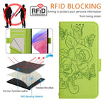 Embossed Rose RFID Anti-theft Leather Phone Case, For iPhone 14 Pro Max, For iPhone SE 2022 / SE 2020 / 8 / 7, For iPhone 13 Pro Max, For iPhone 13 Pro