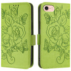 Embossed Rose RFID Anti-theft Leather Phone Case, For iPhone SE 2024, For iPhone 16 Pro Max, For iPhone 16 Pro, For iPhone 16 Plus