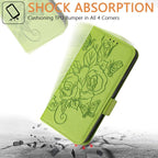Embossed Rose RFID Anti-theft Leather Phone Case, For iPhone 17 Pro Max, For iPhone 17 Pro, For iPhone 17, For iPhone Air