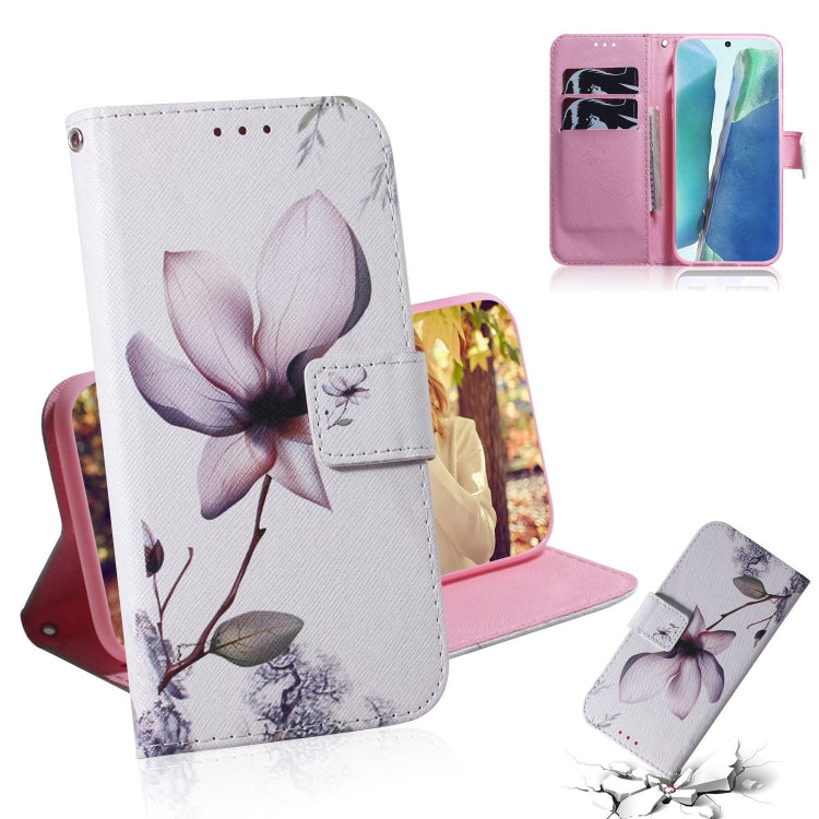 Coloured Drawing Horizontal Flip Leather Case, with Holder & Card Slots & Wallet – Card Slot, Flip, Leather, For Samsung Galaxy Note 20, For Samsung Galaxy Note 20 Ultra For Samsung Galaxy Note 20 Magnolia Flower