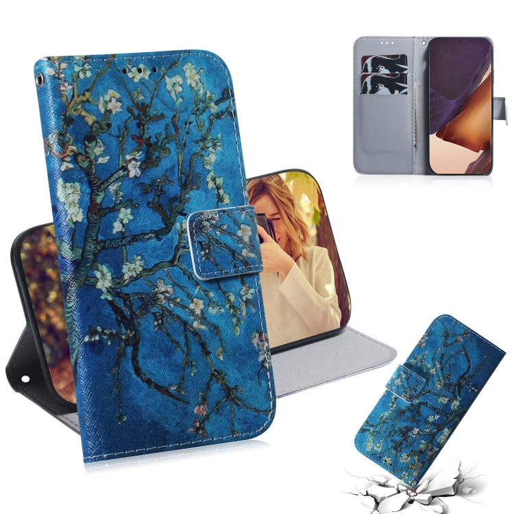 Coloured Drawing Horizontal Flip Leather Case, with Holder & Card Slots & Wallet – Card Slot, Flip, Leather, For Samsung Galaxy Note 20, For Samsung Galaxy Note 20 Ultra For Samsung Galaxy Note 20 Ultra Apricot Flower