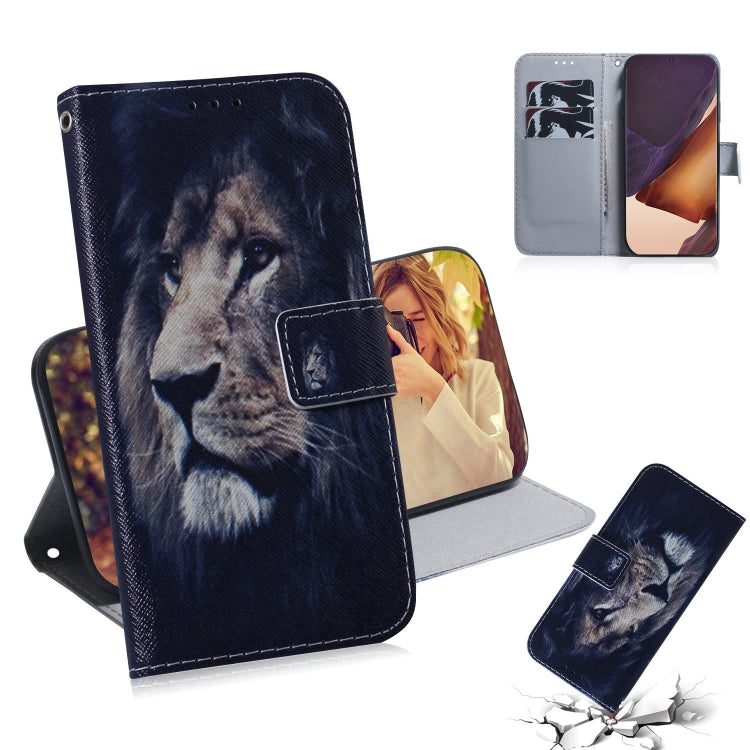 Coloured Drawing Horizontal Flip Leather Case, with Holder & Card Slots & Wallet – Card Slot, Flip, Leather, For Samsung Galaxy Note 20, For Samsung Galaxy Note 20 Ultra For Samsung Galaxy Note 20 Ultra Lion