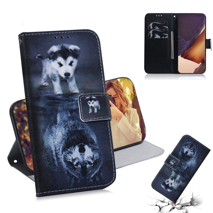 Coloured Drawing Horizontal Flip Leather Case, with Holder & Card Slots & Wallet – Card Slot, Flip, Leather, For Samsung Galaxy Note 20, For Samsung Galaxy Note 20 Ultra For Samsung Galaxy Note 20 Ultra Wolf and Dog