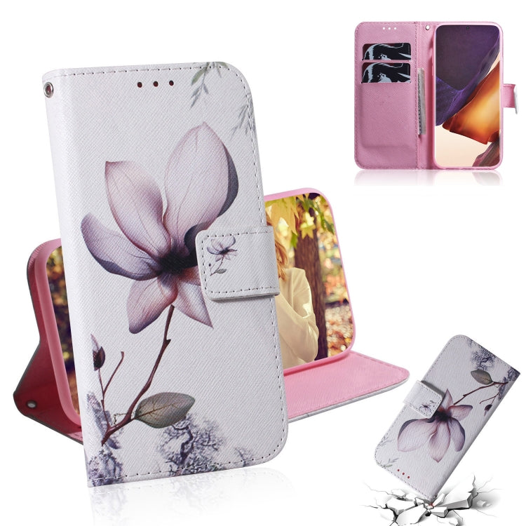 Coloured Drawing Horizontal Flip Leather Case, with Holder & Card Slots & Wallet – Card Slot, Flip, Leather, For Samsung Galaxy Note 20, For Samsung Galaxy Note 20 Ultra For Samsung Galaxy Note 20 Ultra Magnolia Flower