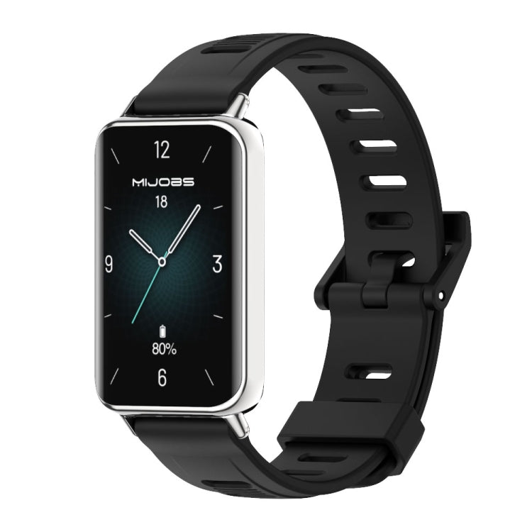 Flat Hole Breathable TPU Watch Band, For Honor Band 10 / 9 For Honor Band 10 9 Black Silver