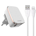 LDNIO A1204Q QC3.0 18W USB Fast Charger with 1m USB to 8 Pin Cable, EU Plug, UK Plug, US Plug EU Plug