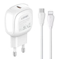 LDNIO A1206C PD27W USB-C / Type-C Fast Charger with 1m 8 Pin Cable, EU Plug EU Plug