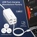 LDNIO A4610C PD65W Dual USB-C / Type-C + Dual USB Fast Charger, Cable Length: 1.5m, EU Plug·, A4610C (UK Plug), US Plug – TPU