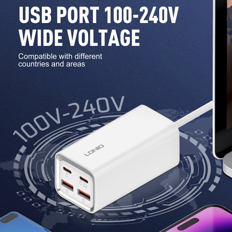 LDNIO A4610C PD65W Dual USB-C / Type-C + Dual USB Fast Charger, Cable Length: 1.5m, EU Plug·, A4610C (UK Plug), US Plug – TPU