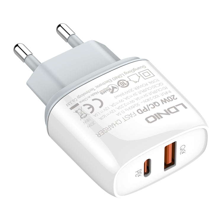 LDNIO Q229 QC3.0 / PD20W USB + Type-C Fast Charger with 1m Type-C to Type-C Cable, EU Plug, UK Plug, US Plug – TPU