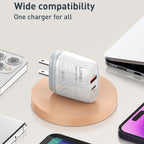 LDNIO Q229 QC3.0 / PD20W USB + Type-C Fast Charger with 1m Type-C to Type-C Cable, EU Plug, UK Plug, US Plug – TPU