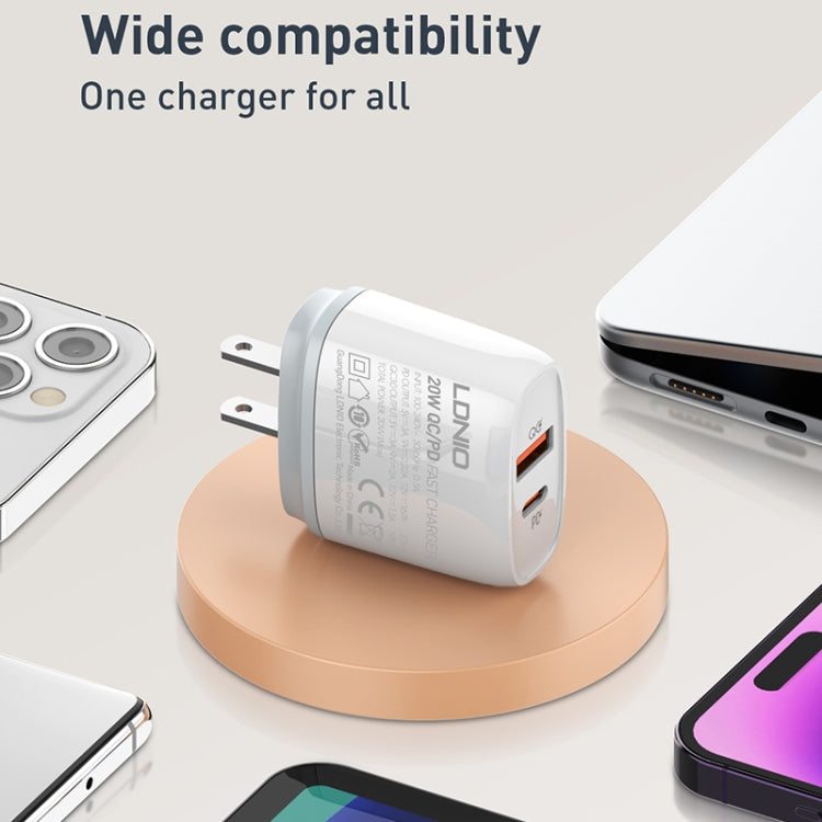 LDNIO Q229 QC3.0 / PD20W USB + Type-C Fast Charger with 1m Type-C to Type-C Cable, EU Plug, UK Plug, US Plug – TPU