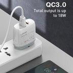 LDNIO Q229 QC3.0 / PD20W USB + Type-C Fast Charger with 1m Type-C to Type-C Cable, EU Plug, UK Plug, US Plug – TPU