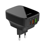 LDNIO Q334 32W Type-C + Dual USB Port Charger with 1m USB-C / Type-C to USB-C / Type-C Data Cable, EU Plug, UK Plug, US Plug EU Plug Black