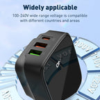 LDNIO Q334 32W Type-C + Dual USB Port Charger with 1m USB-C / Type-C to USB-C / Type-C Data Cable, EU Plug, UK Plug, US Plug
