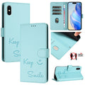 Smile Embossing RFID Leather Phone Case, For iPhone X / XS, For iPhone XR, For iPhone XS Max, For iPhone 8 Plus / 7 Plus For iPhone X XS Mint Green