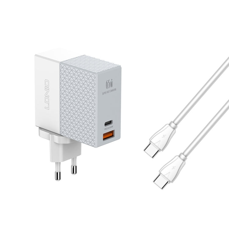 LDNIO A2620C PD3.0 65W USB Power Adapter Travel Charger with Type-C to Type-C Cable, EU Plug, US Plug, UK Plug EU Plug