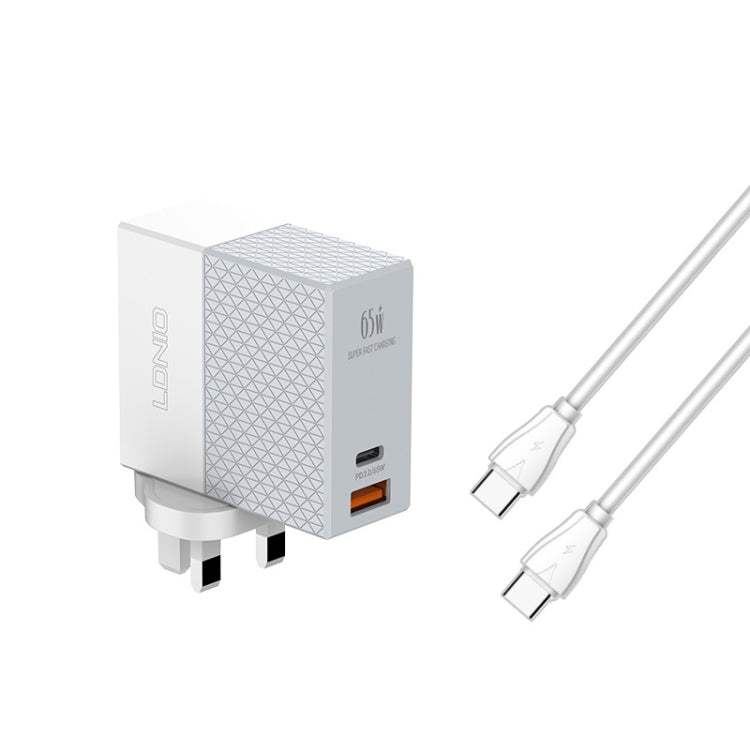 LDNIO A2620C PD3.0 65W USB Power Adapter Travel Charger with Type-C to Type-C Cable, EU Plug, US Plug, UK Plug – TPU UK Plug