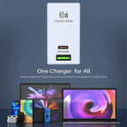 LDNIO A2620C PD3.0 65W USB Power Adapter Travel Charger with Type-C to Type-C Cable, EU Plug, US Plug, UK Plug