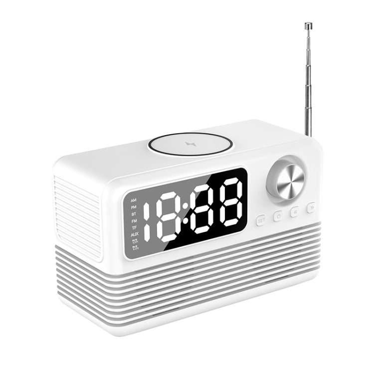 BT509 LED Bluetooth 5.3 Speaker Alarm Clock Music Display Radio White