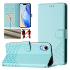 Honeycomb Embossing RFID Leather Phone Case, For iPhone XR, For iPhone XS Max, For iPhone 8 Plus / 7 Plus For iPhone XR Mint Green