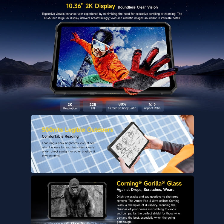 Ulefone Armor Pad 4 Ultra Thermal Version Rugged Tablet, 10.36 inch Android 14 MediaTek Dimensity 6300 Octa Core 5G Network, EU Plug, Armor Pad 4 Ultra Thermal Imaging – Magnetic, Card Slot, Fast Charging