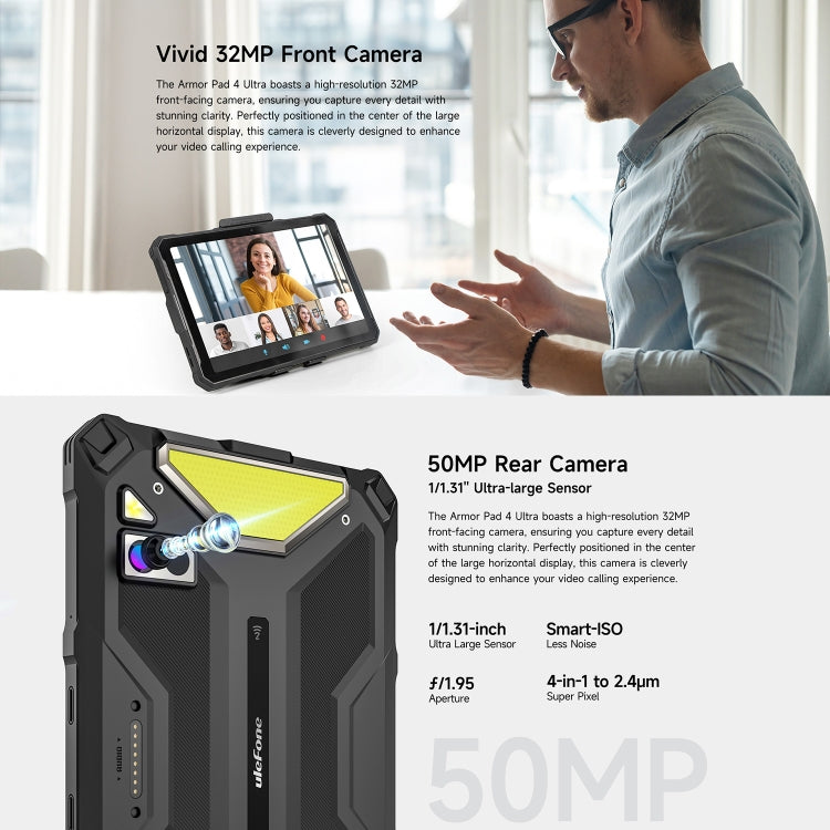 Ulefone Armor Pad 4 Ultra Thermal Version Rugged Tablet, 10.36 inch Android 14 MediaTek Dimensity 6300 Octa Core 5G Network, EU Plug, Armor Pad 4 Ultra Thermal Imaging – Magnetic, Card Slot, Fast Charging