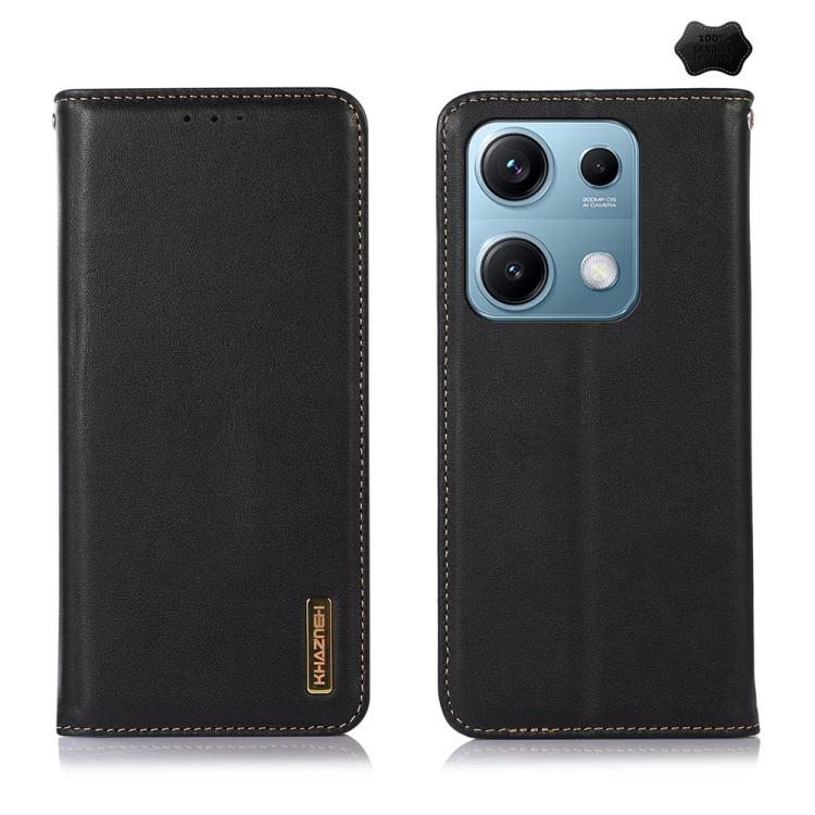 KHAZNEH Nappa Top Layer Cowhide Leather Phone Case – Card Slot, Leather, TPU, For Redmi Note 14S 4G, For Redmi Turbo 4 Pro, For Redmi Note 14 5G, For Redmi Note 14 Pro 5G, For Redmi 14C 4G For Redmi Note 14S 4G Black