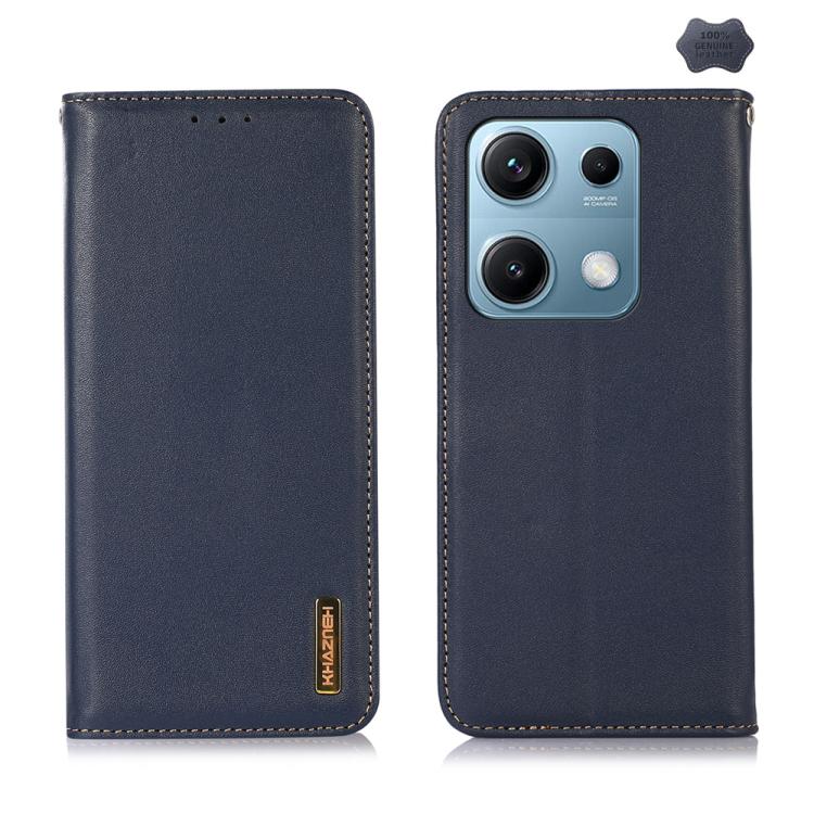 KHAZNEH Nappa Top Layer Cowhide Leather Phone Case – Card Slot, Leather, TPU, For Redmi Note 14S 4G, For Redmi Turbo 4 Pro, For Redmi Note 14 5G, For Redmi Note 14 Pro 5G, For Redmi 14C 4G For Redmi Note 14S 4G Blue