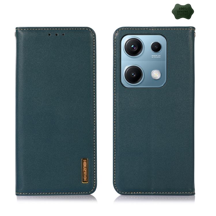 KHAZNEH Nappa Top Layer Cowhide Leather Phone Case – Card Slot, Leather, TPU, For Redmi Note 14S 4G, For Redmi Turbo 4 Pro, For Redmi Note 14 5G, For Redmi Note 14 Pro 5G, For Redmi 14C 4G For Redmi Note 14S 4G Green