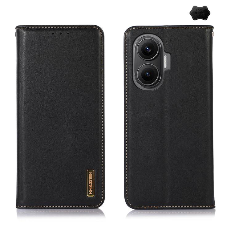 KHAZNEH Nappa Top Layer Cowhide Leather Phone Case – Card Slot, Leather, TPU, For Redmi Note 14S 4G, For Redmi Turbo 4 Pro, For Redmi Note 14 5G, For Redmi Note 14 Pro 5G, For Redmi 14C 4G For Redmi Turbo 4 Pro Black