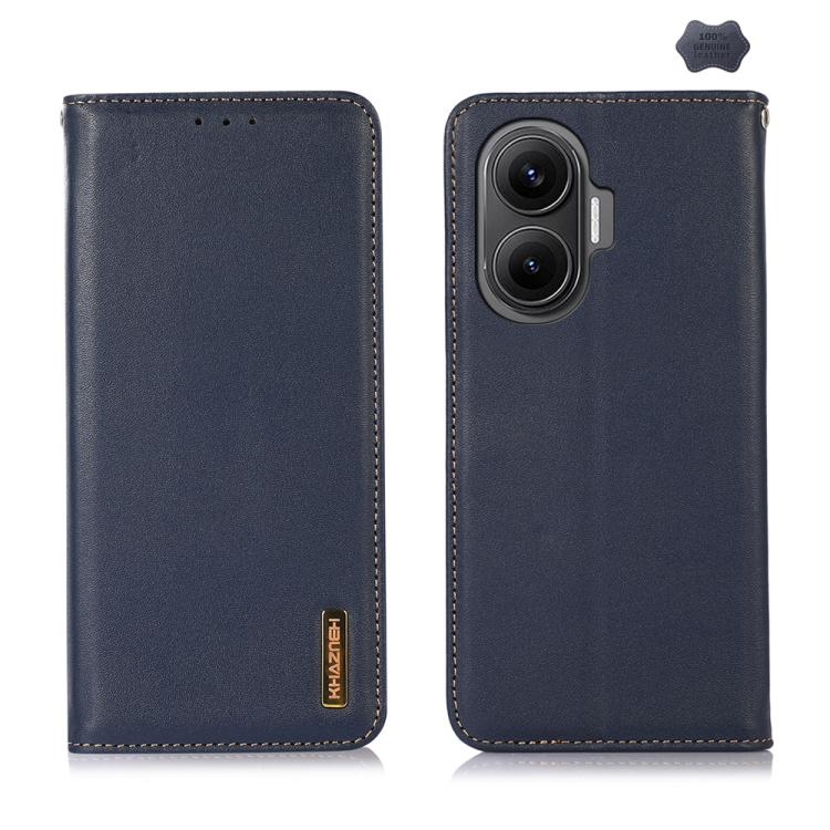 KHAZNEH Nappa Top Layer Cowhide Leather Phone Case – Card Slot, Leather, TPU, For Redmi Note 14S 4G, For Redmi Turbo 4 Pro, For Redmi Note 14 5G, For Redmi Note 14 Pro 5G, For Redmi 14C 4G For Redmi Turbo 4 Pro Blue