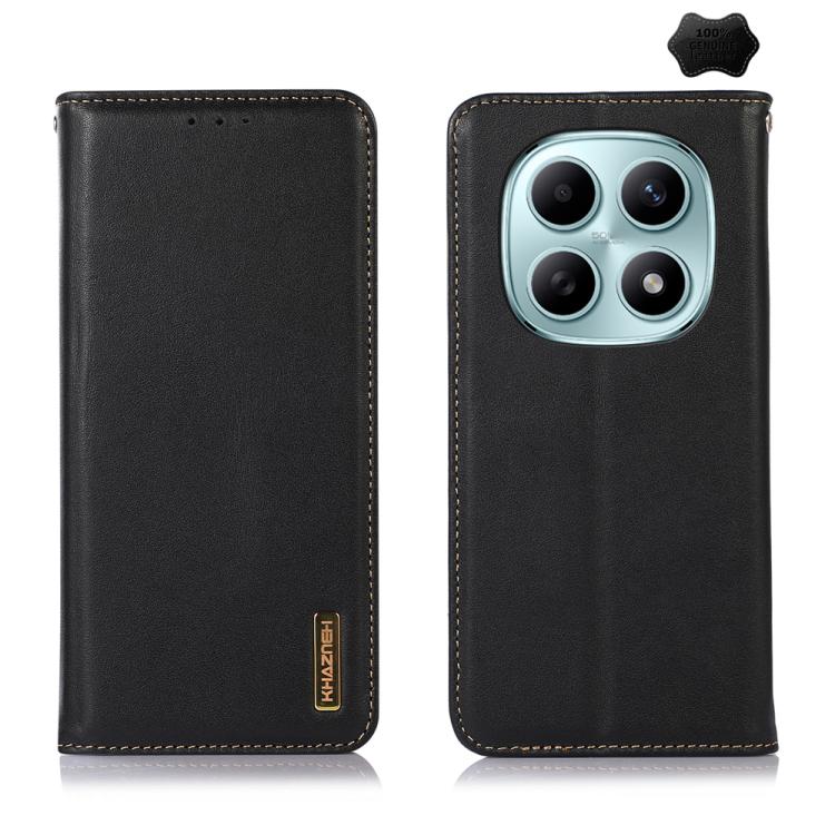 KHAZNEH Nappa Top Layer Cowhide Leather Phone Case – Card Slot, Leather, TPU, For Redmi Note 15 5G Global 164mm, For Redmi K90 Pro Max/Poco F8 Ultra, For Redmi Note 15 Pro 4G Global 163.2mm, For Redmi K90/Poco F8 Pro For Redmi Note 15 5G Global 164mm Black