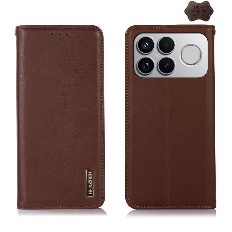 KHAZNEH Nappa Top Layer Cowhide Leather Phone Case – Card Slot, Leather, TPU, For Redmi Note 15 5G Global 164mm, For Redmi K90 Pro Max/Poco F8 Ultra, For Redmi Note 15 Pro 4G Global 163.2mm, For Redmi K90/Poco F8 Pro For Redmi K90 Pro Max Poco F8 Ultra Brown