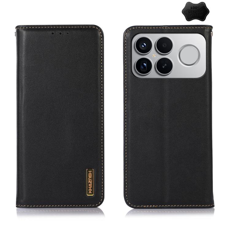 KHAZNEH Nappa Top Layer Cowhide Leather Phone Case – Card Slot, Leather, TPU, For Redmi Note 15 5G Global 164mm, For Redmi K90 Pro Max/Poco F8 Ultra, For Redmi Note 15 Pro 4G Global 163.2mm, For Redmi K90/Poco F8 Pro For Redmi K90 Pro Max Poco F8 Ultra Black